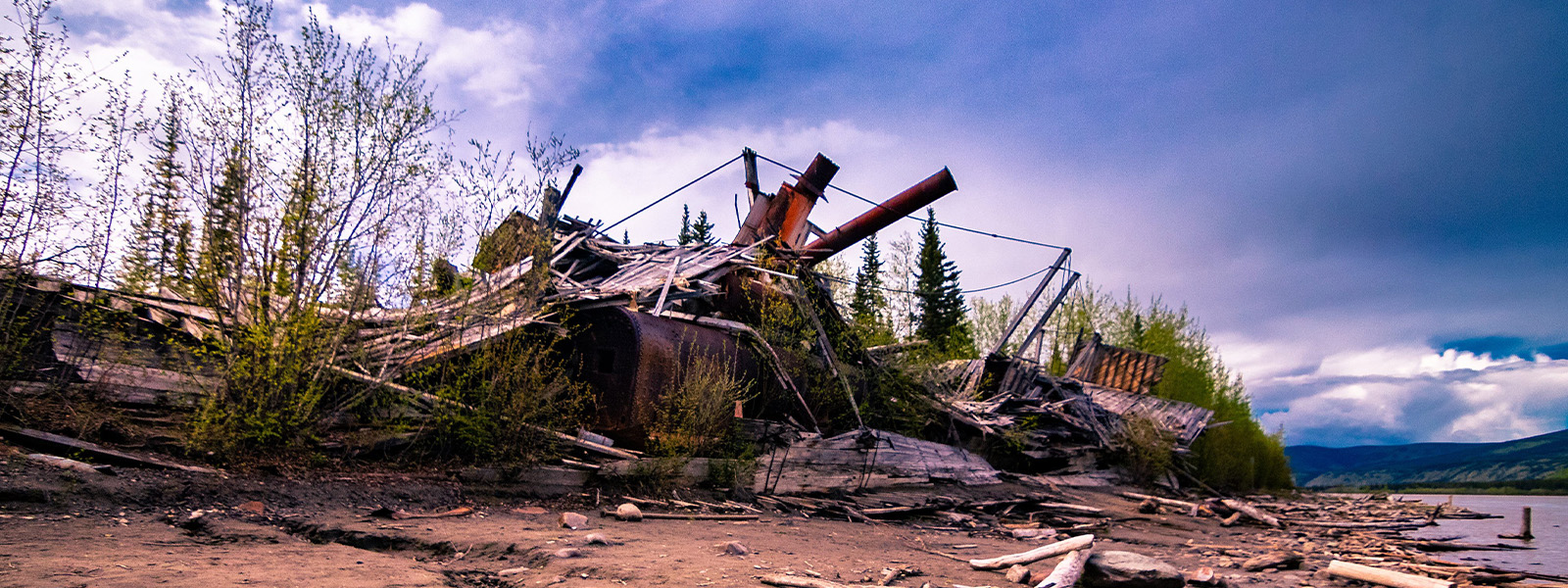 Paddlewheel graveyard near Dawson City 